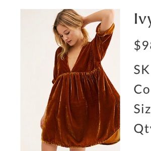 free people velvet mini dress